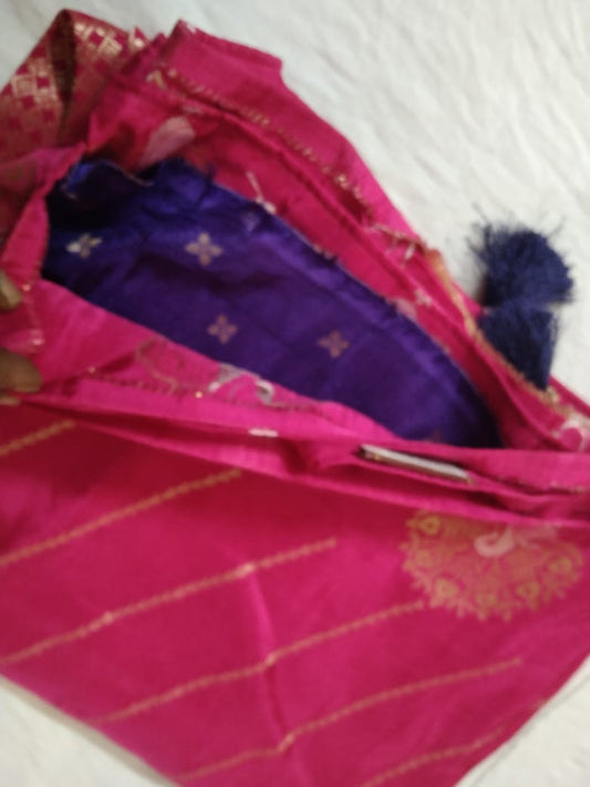 Designer Fancy Pattu Saree Raani Pink Colour