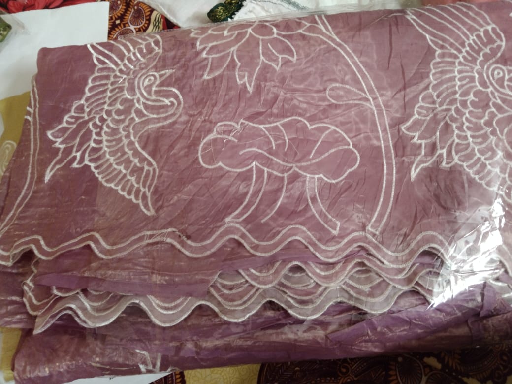 Shimmer Crush Georgette Embroidery work light Rose Wine Colour