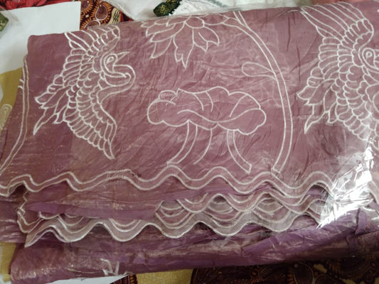 Shimmer Crush Georgette Embroidery work light Rose Wine Colour