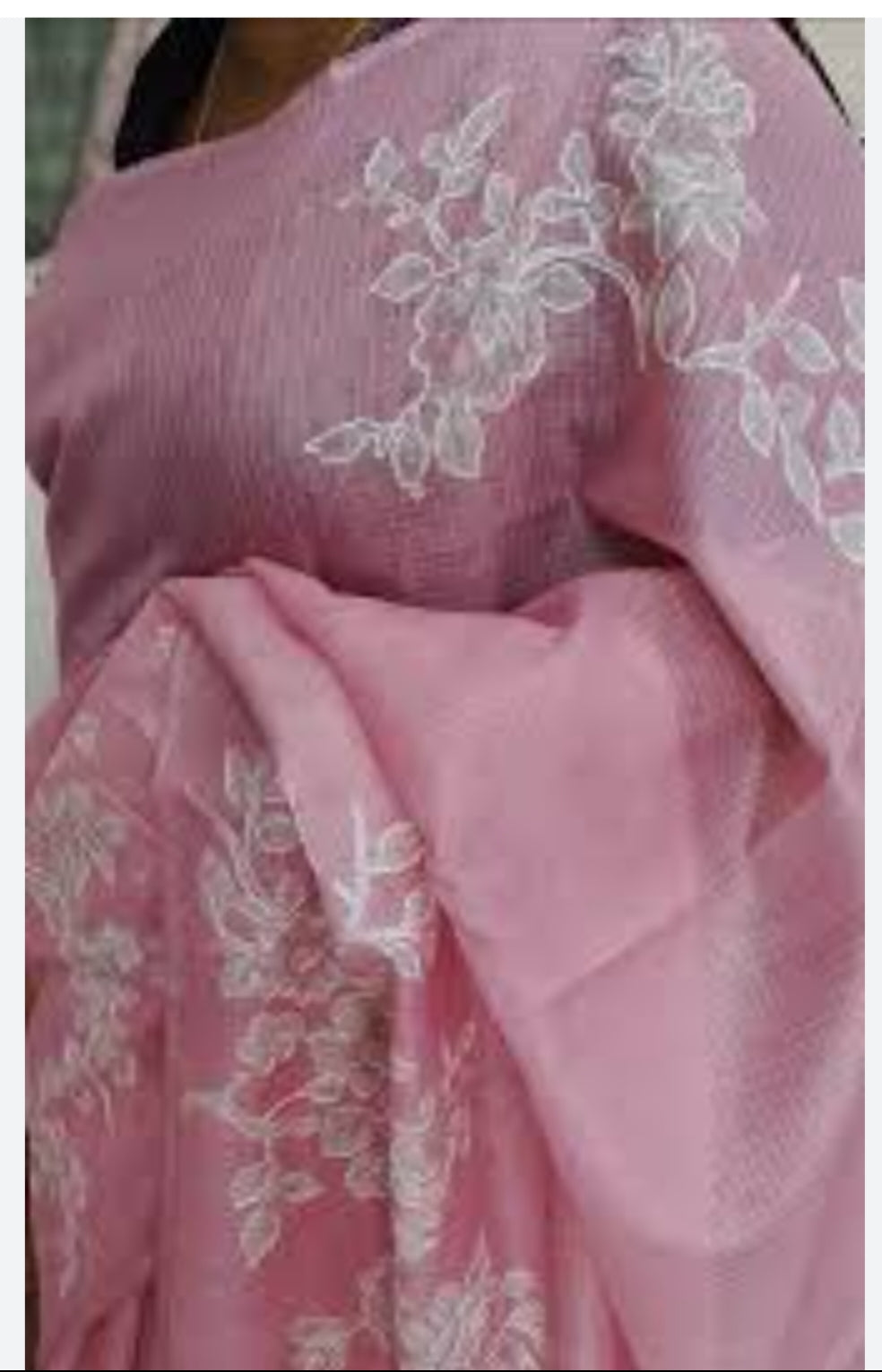 Shimmer Crush Georgette Embroidery work light Rose Wine Colour