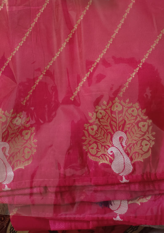 Designer Fancy Pattu Saree Raani Pink Colour