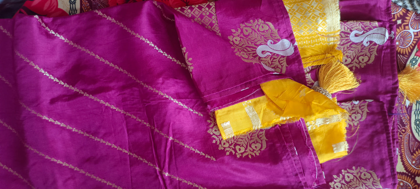 Designer Fancy Occasional/pattu Saree Wine / Magenta  Colour