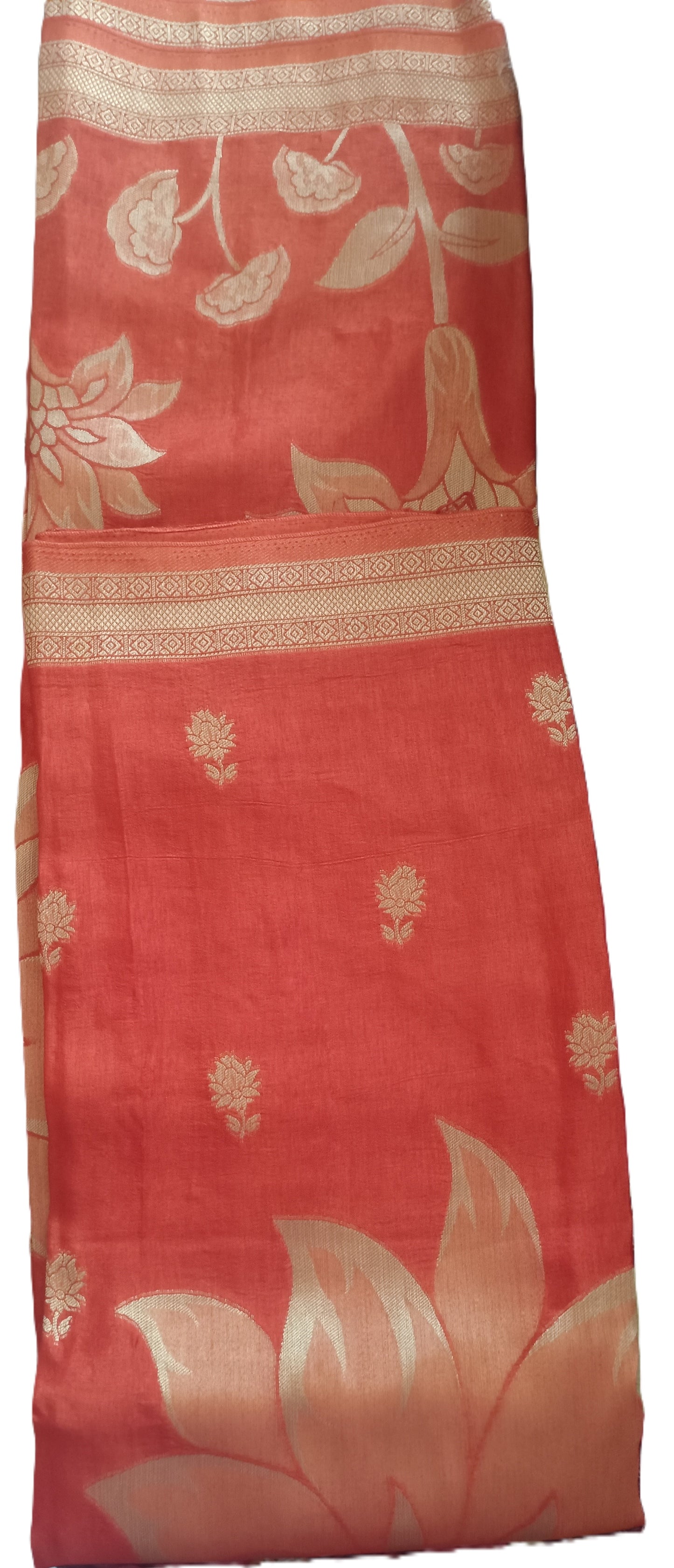 Mango Tussar Soft Floral Pattu Saree Organge