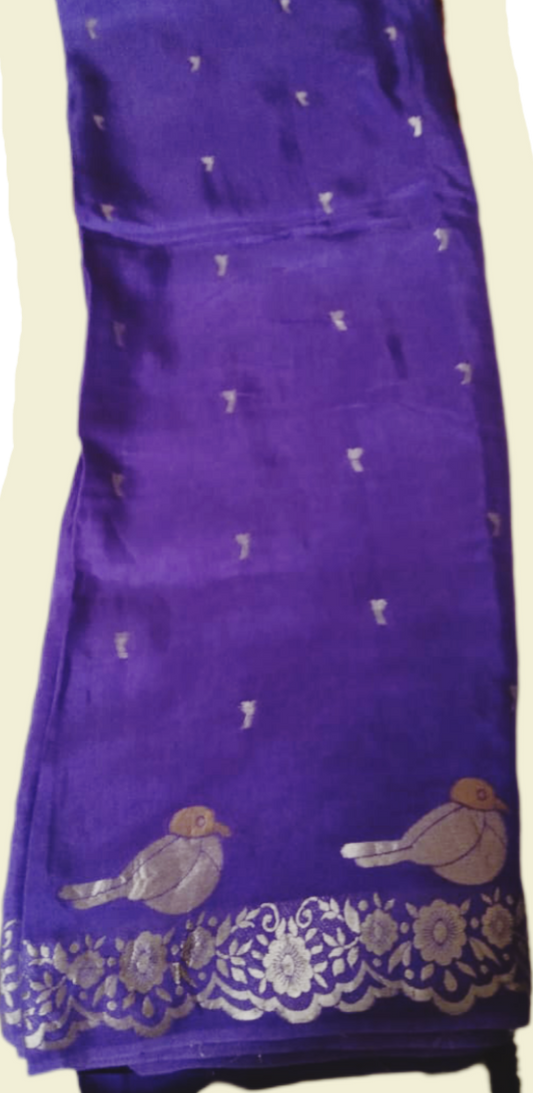 Dola Mashru Soft Fancy Pattu look Saree Dark Violet colour
