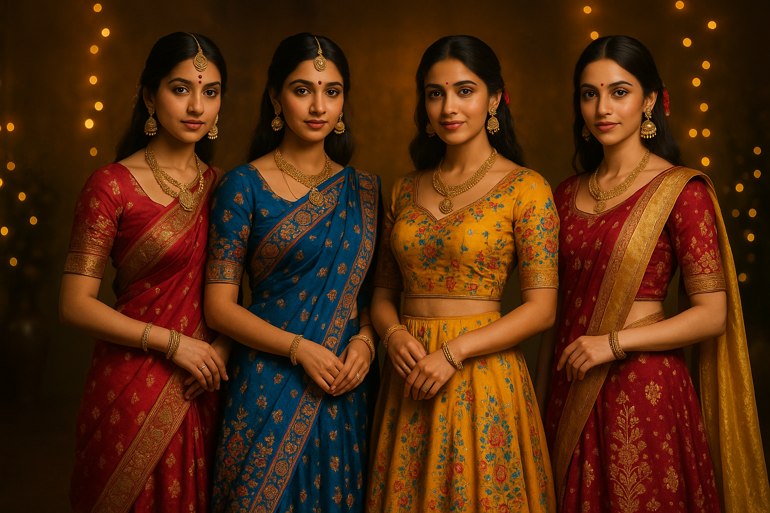 beautiful young women wearing indian traditional dress