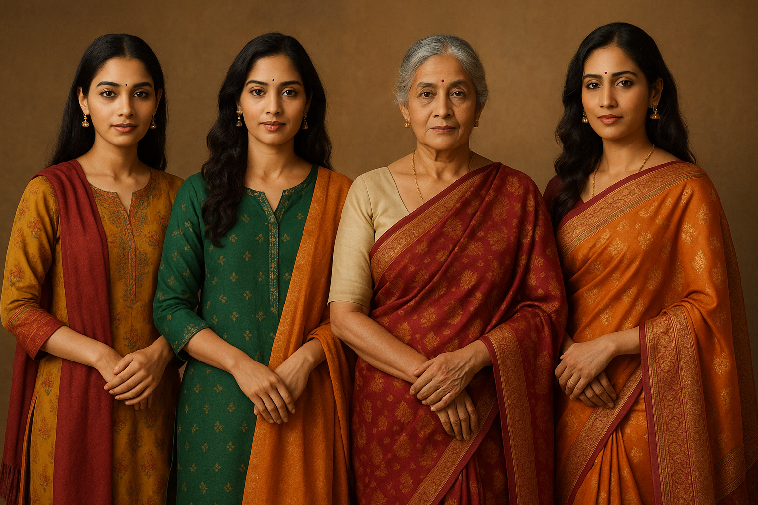 indian traditional yet gorgeous women wearing indian kurti dupatta and saree 