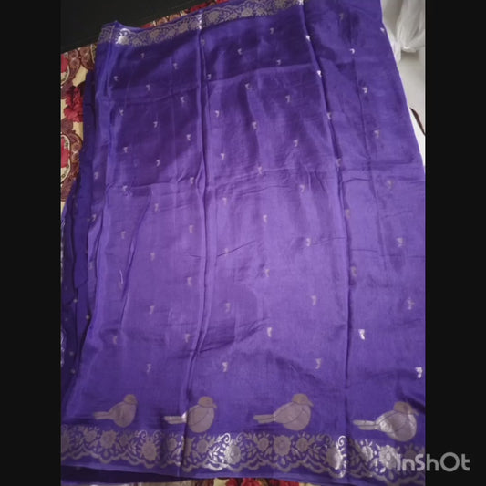 Dola Mashru Soft Fancy Pattu look Saree Dark Violet colour