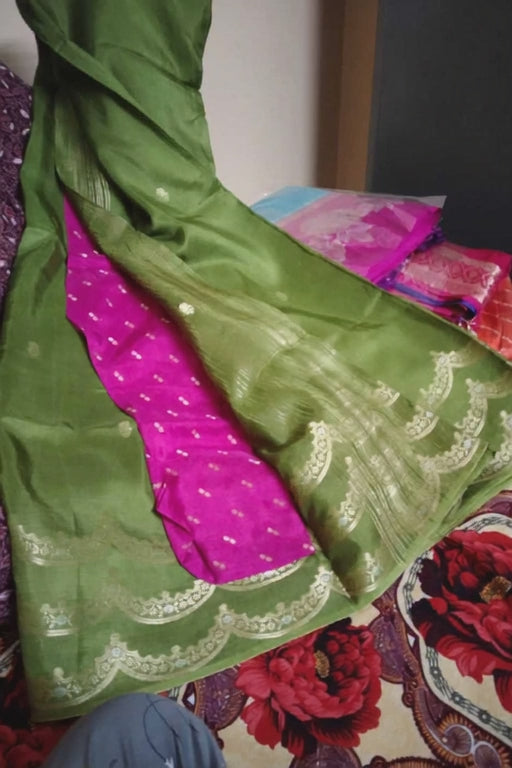 Mehndi Green Soft Fancy pattu Saree