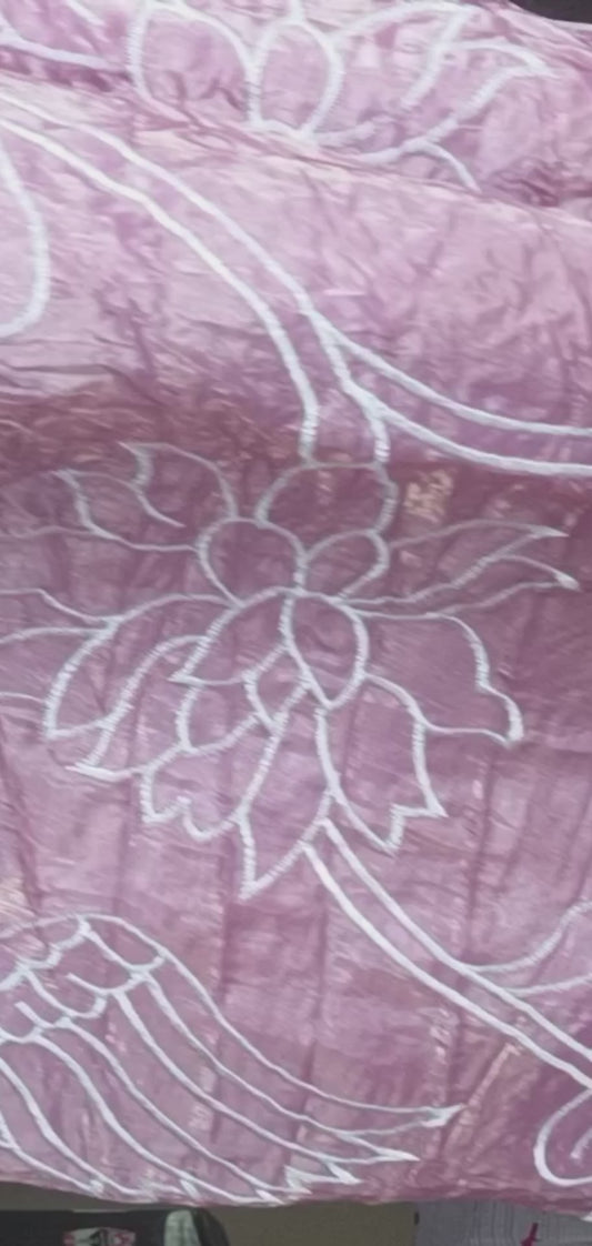 Shimmer Crush Georgette Embroidery work light Rose Wine Colour